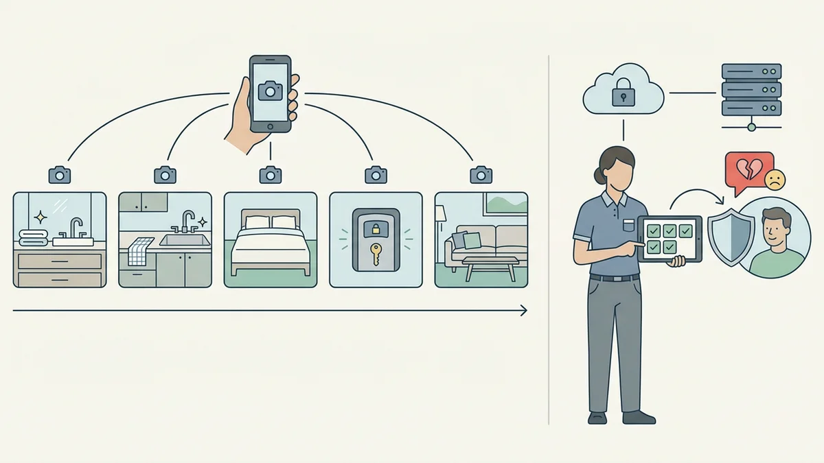 Infografik zur Evolution des Airbnb Reinigungsmanagements – von Papierliste zur digitalen Airbnb Reinigung Checkliste